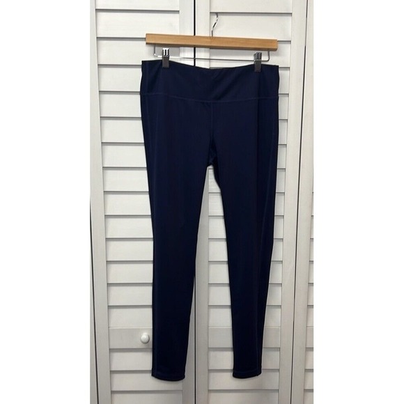 Athleta Westchester Chaturanga Reversible Leggings Size Large Navy & Blue Print - Picture 3 of 12